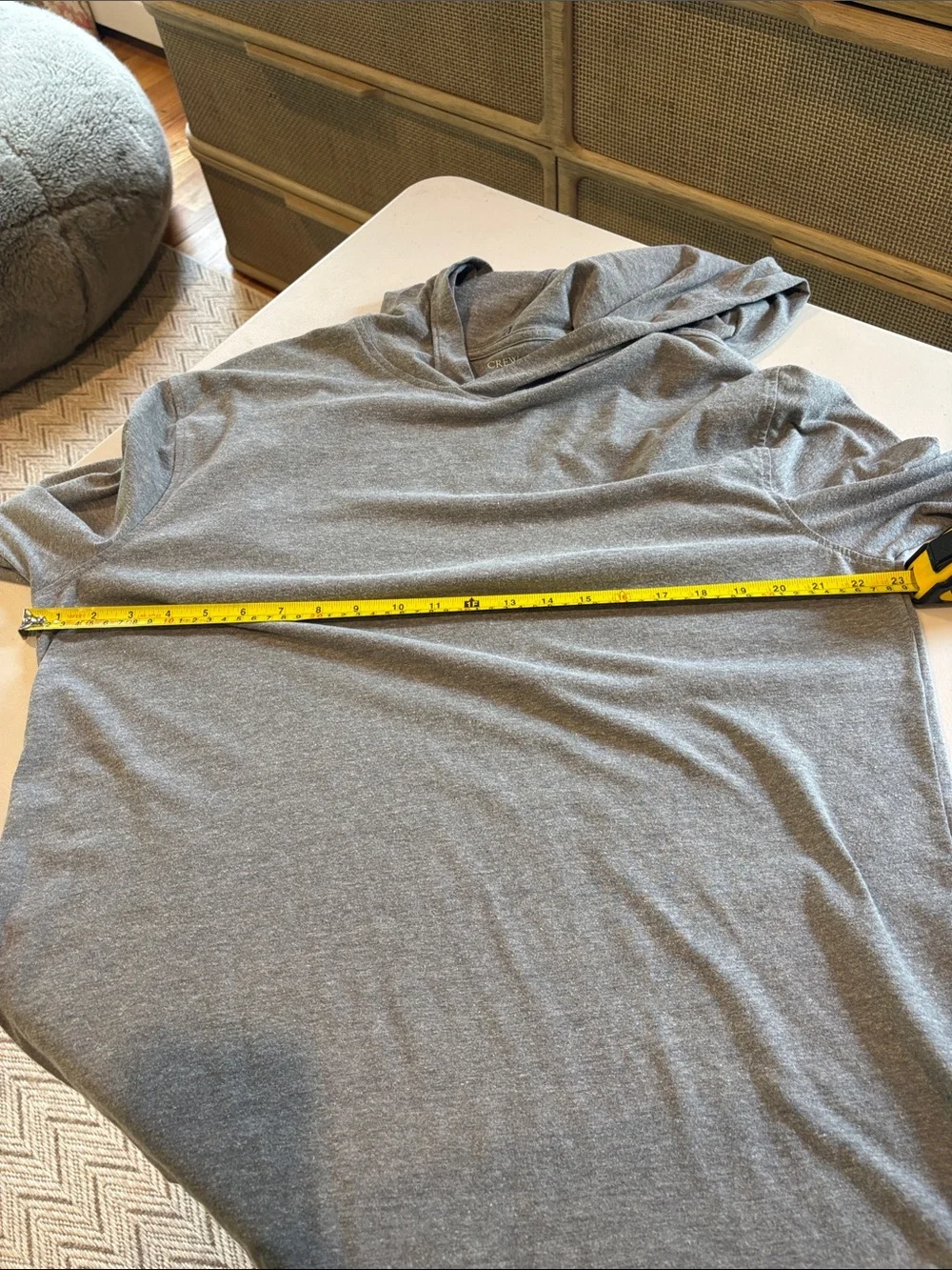 J. Crew - Men's long sleeve hooded t-shirt. Heathered Gray. Large.